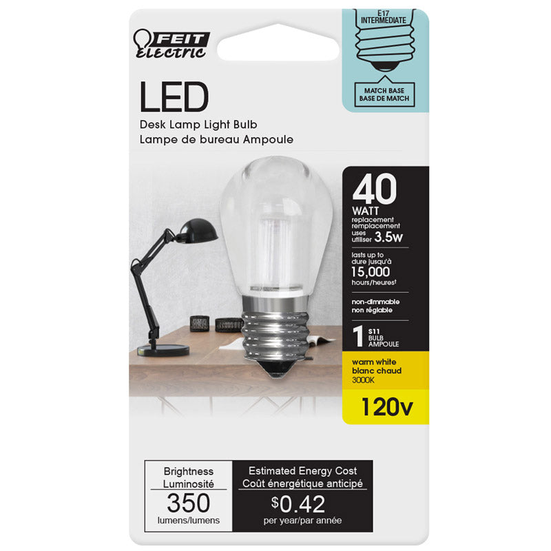 FEIT - Feit S11 E17 (Intermediate) LED Bulb Warm White 40 Watt Equivalence 1 pk