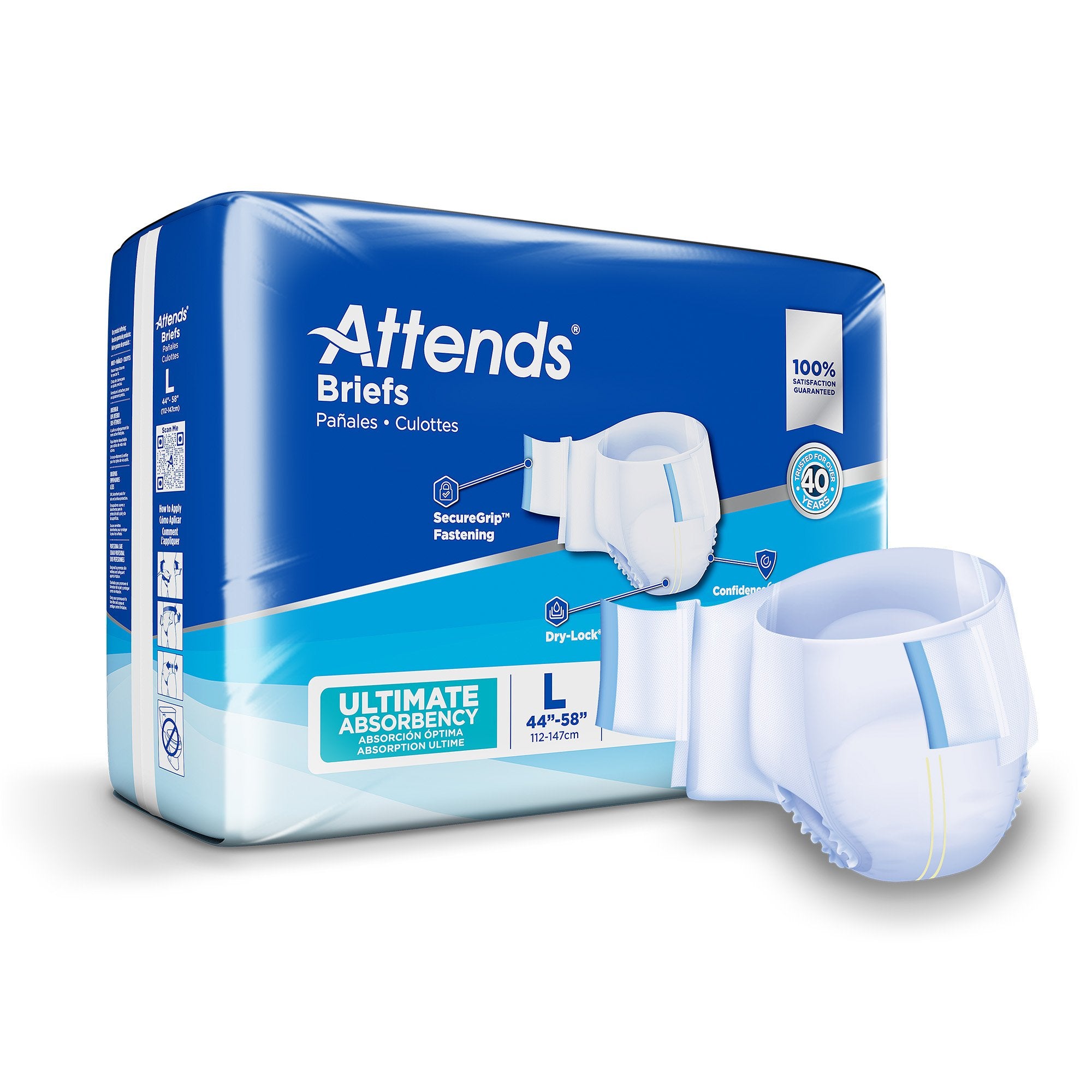 Attends Healthcare Products - Unisex Adult Incontinence Brief Attends® Advanced Large Disposable Heavy Absorbency [24/BG]