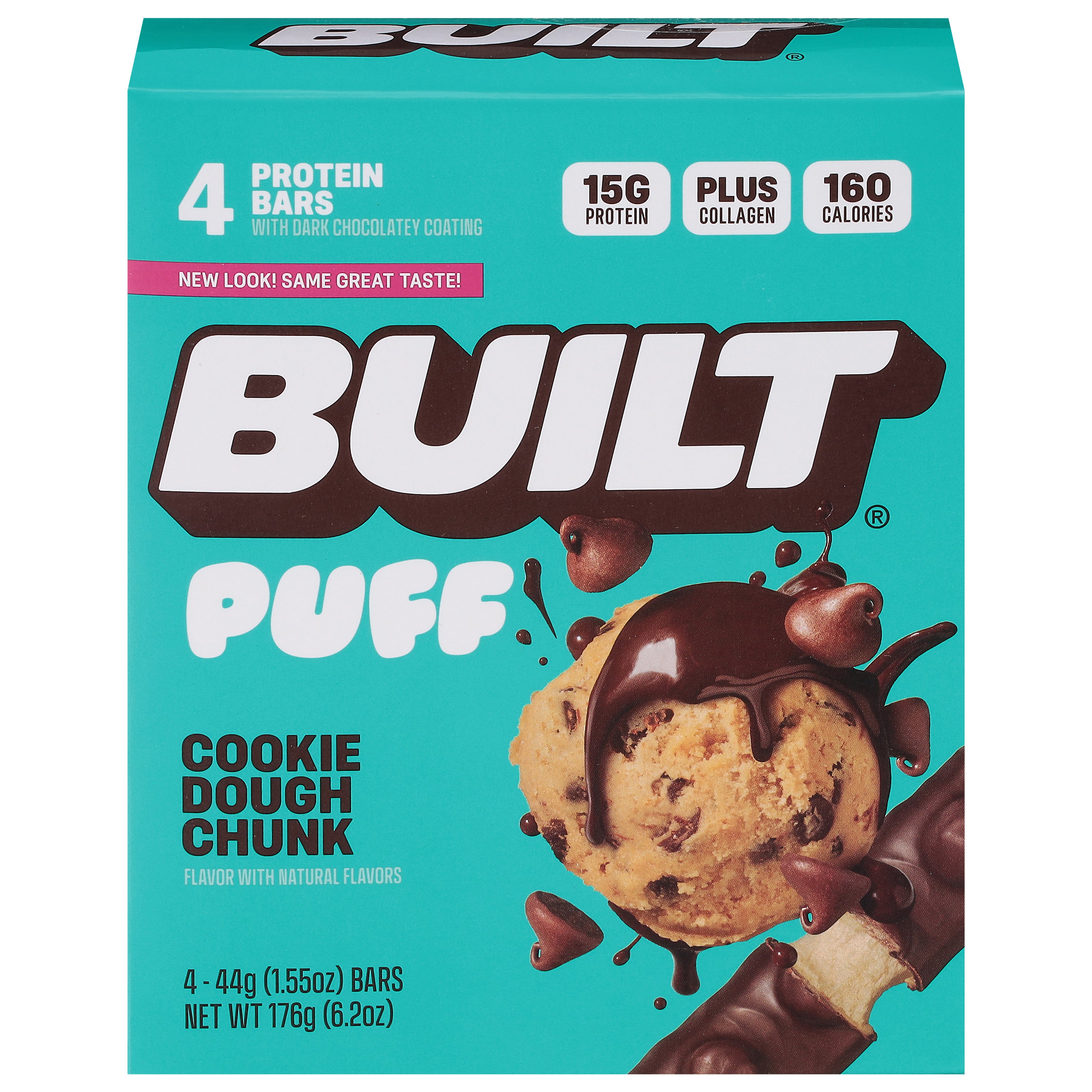 Built Puff Cookie Dough Chunk Protein Bars 4 - 1.55 oz Bars - Case of 6