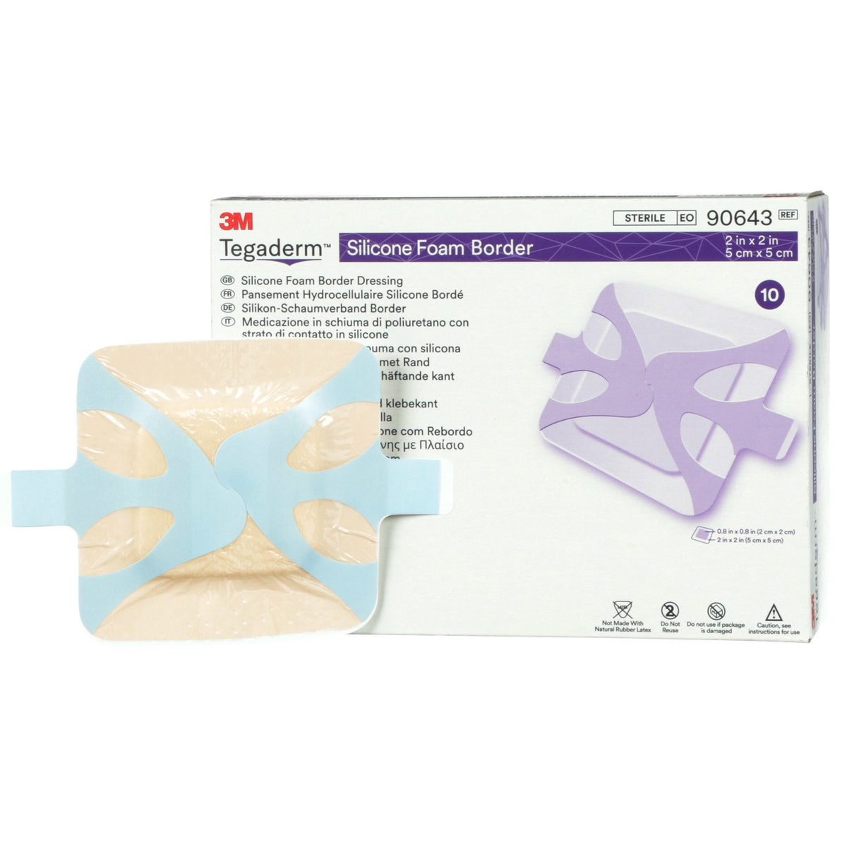 Solventum Corporation - Foam Dressing 3M™ Tegaderm™ 2 X 2 Inch With Border Film Backing Silicone Adhesive Square Sterile [1/EA]