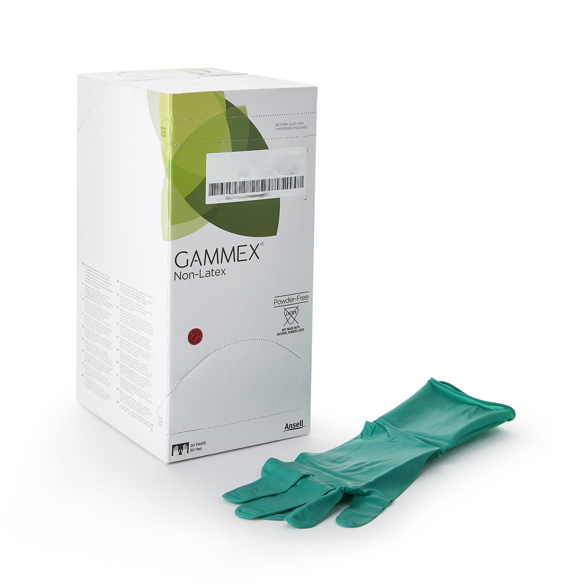 Ansell - Surgical Glove GAMMEX® Non-Latex Size 6.5 Sterile Polyisoprene Standard Cuff Length Micro-Textured Green Chemo Tested [50/BX]