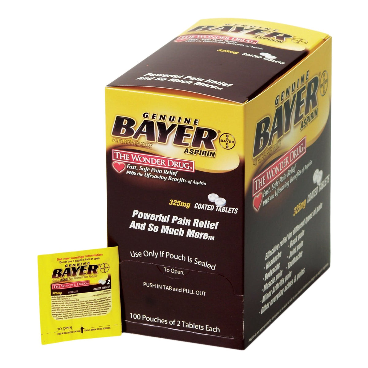 Medique Products - Pain Relief Bayer® 325 mg Strength Aspirin Tablet 100 per Box [2400/CS]