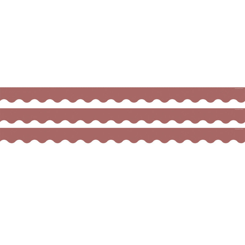 TEACHER CREATED RESOURCES - Deep Rose Scalloped Rolled Border Trim, 50 Feet, 3 Rolls