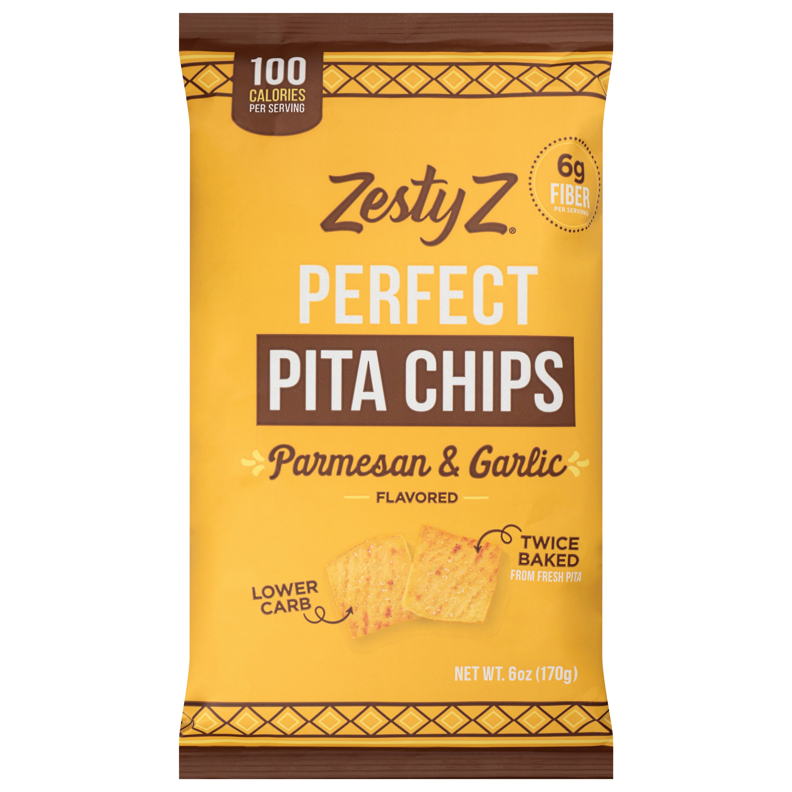 Zesty Z Perfect Parmesan & Garlic Flavored Pita Chips 6 oz - Case of 8