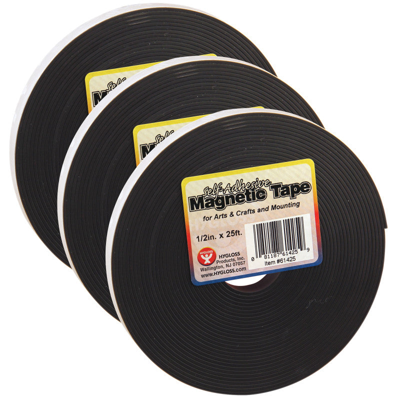 HYGLOSS - Magnetic Strips, 0.5" x 300" Per Roll, 3 Rolls