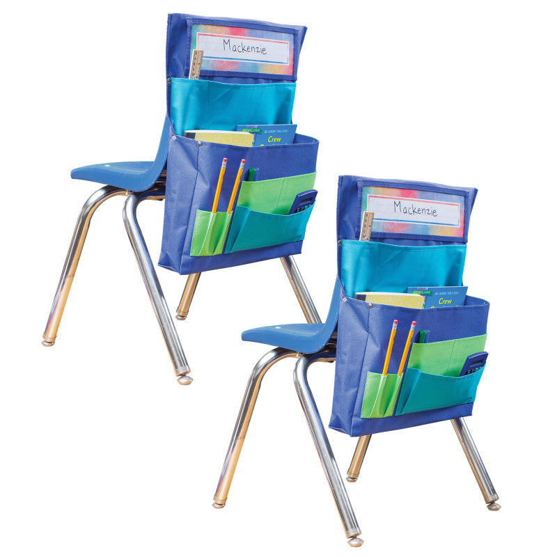 TEACHER CREATED RESOURCES - Blue, Teal & Lime Chair Pocket, Pack of 2