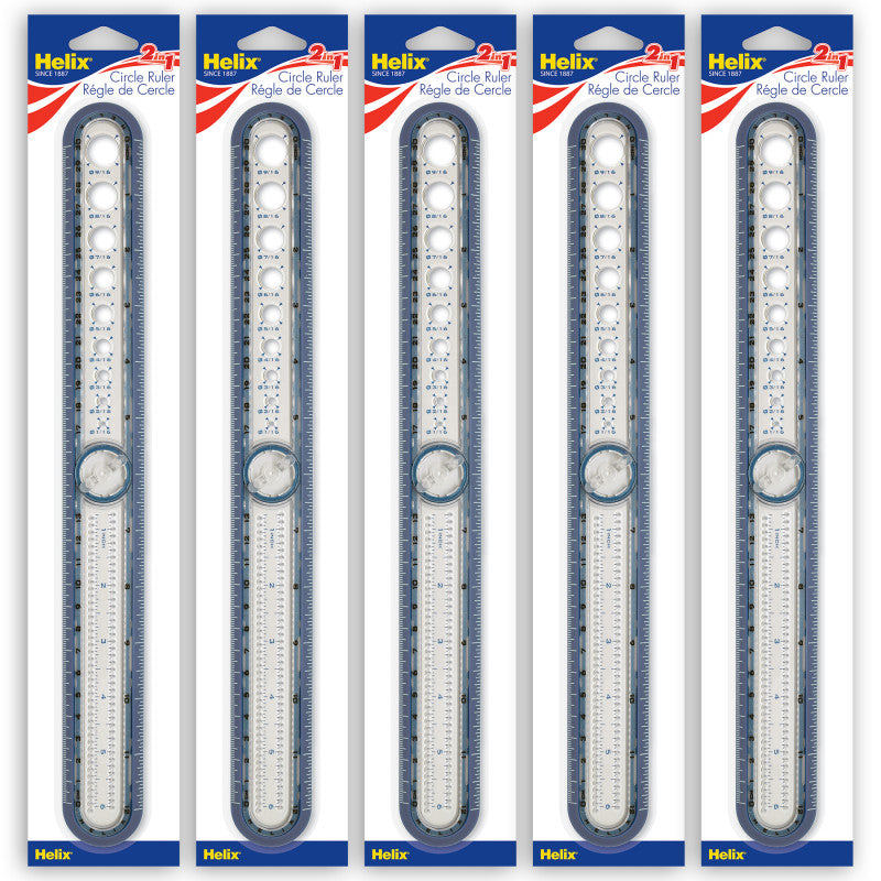 HELIX - 2-in-1 Circle Ruler Measuring & Compass Tool 12" / 30cm, Pack of 5