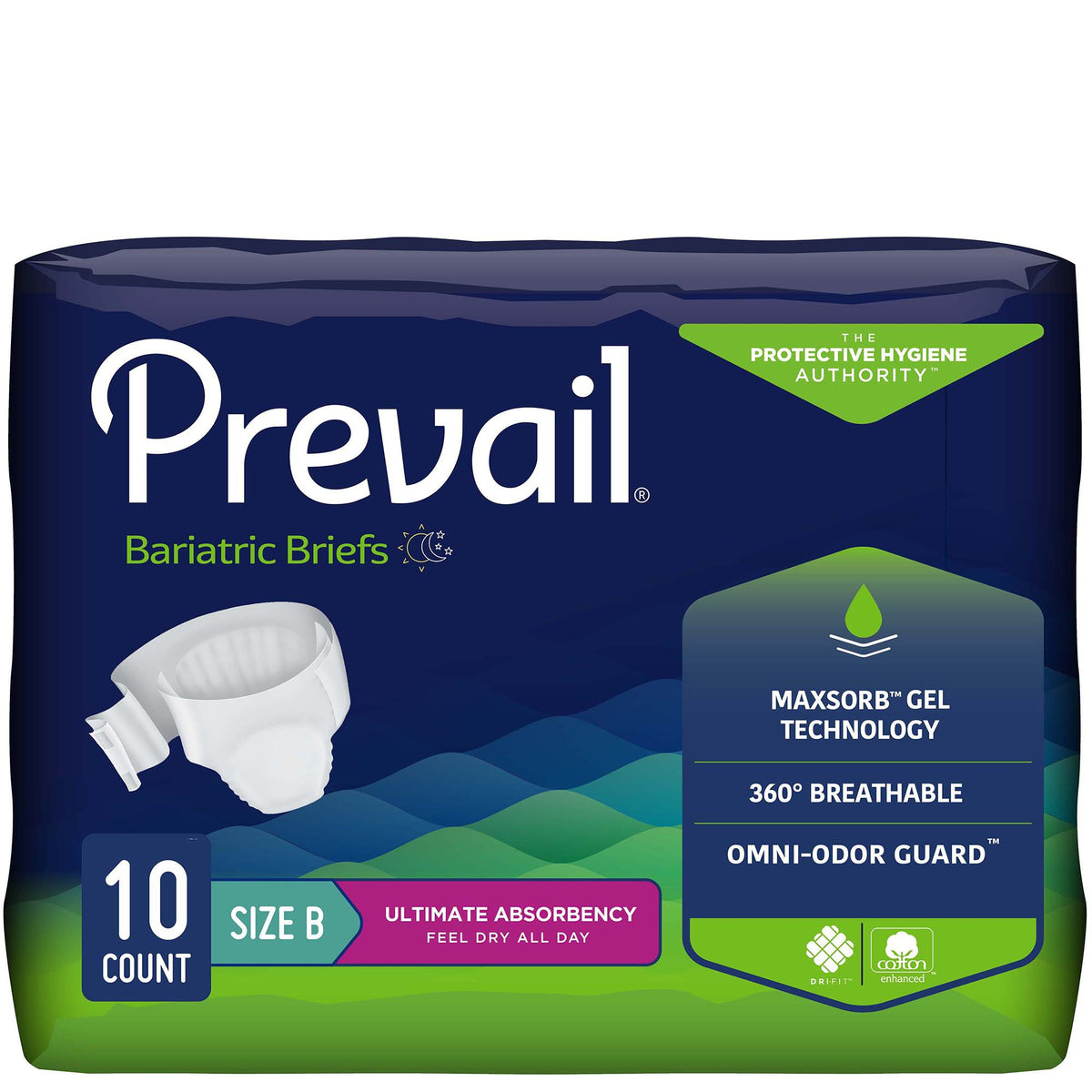 First Quality - Unisex Adult Incontinence Brief Prevail® Bariatric Bariatric Size B Disposable Heavy Absorbency [1/BG]