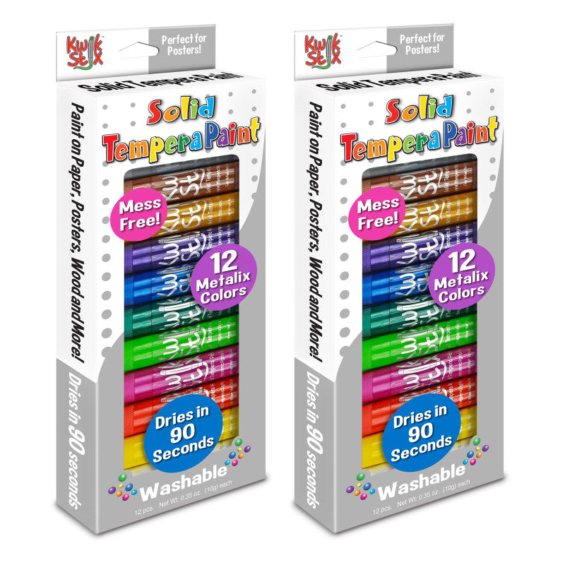 KWIK STIX - Solid Tempera Paint Metalix, 12 Per Pack, 2 Packs