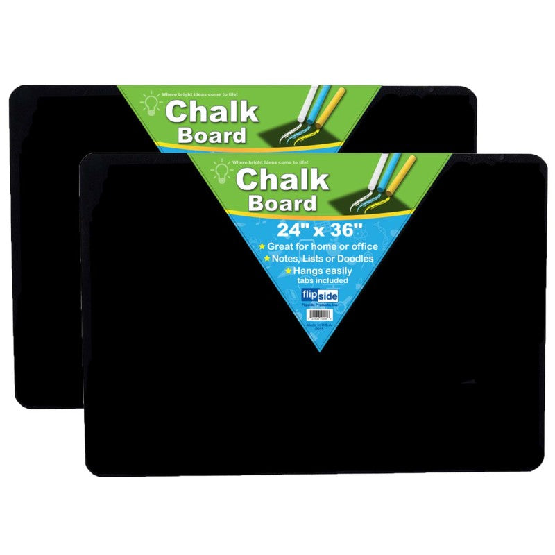 FLIPSIDE PRODUCTS - Chalk Board, 24" x 36", Black, Pack of 2