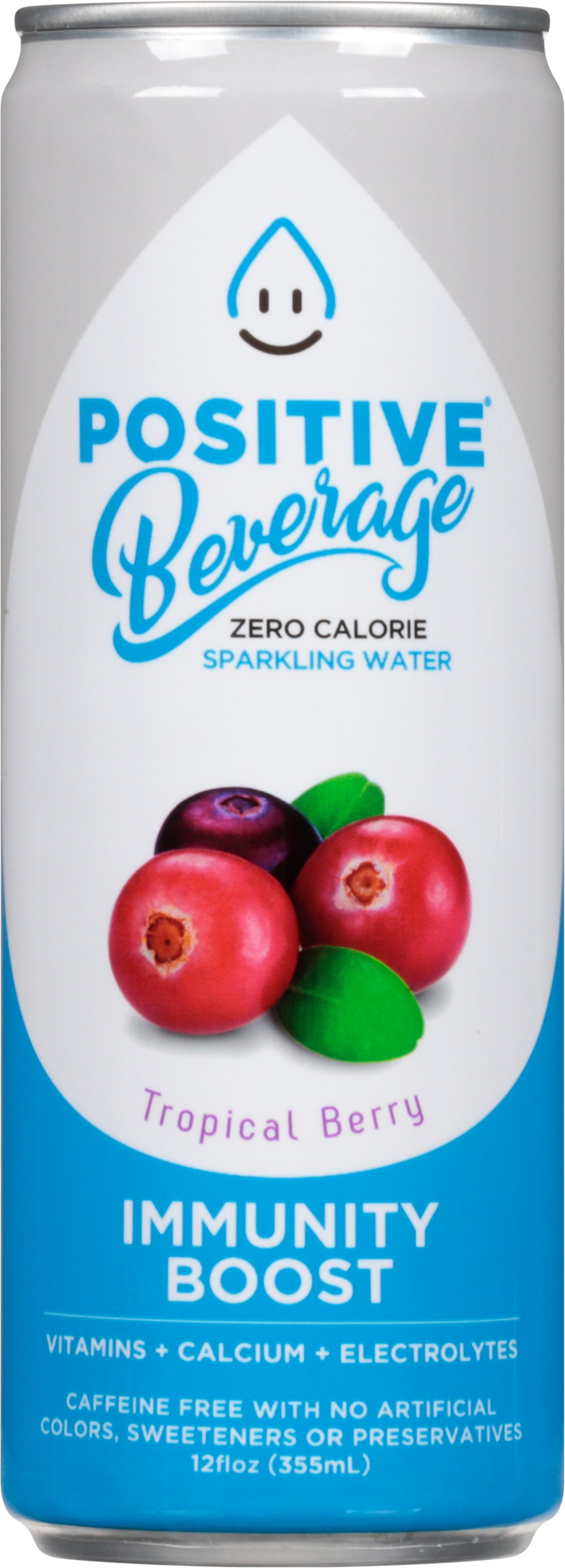 Positive Beverage Zero Calorie Immunity Boost Tropical Berry Sparkling Water 12 fl oz - Case of 12