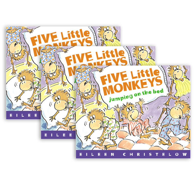 HOUGHTON MIFFLIN HARCOURT - Five Little Monkeys Jumping on the Bed Book, Pack of 3