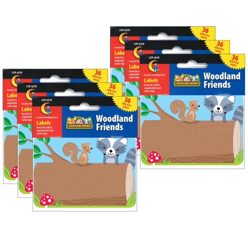 CREATIVE TEACHING PRESS - Woodland Friends Name Tag Labels, 36 Per Pack, 6 Packs