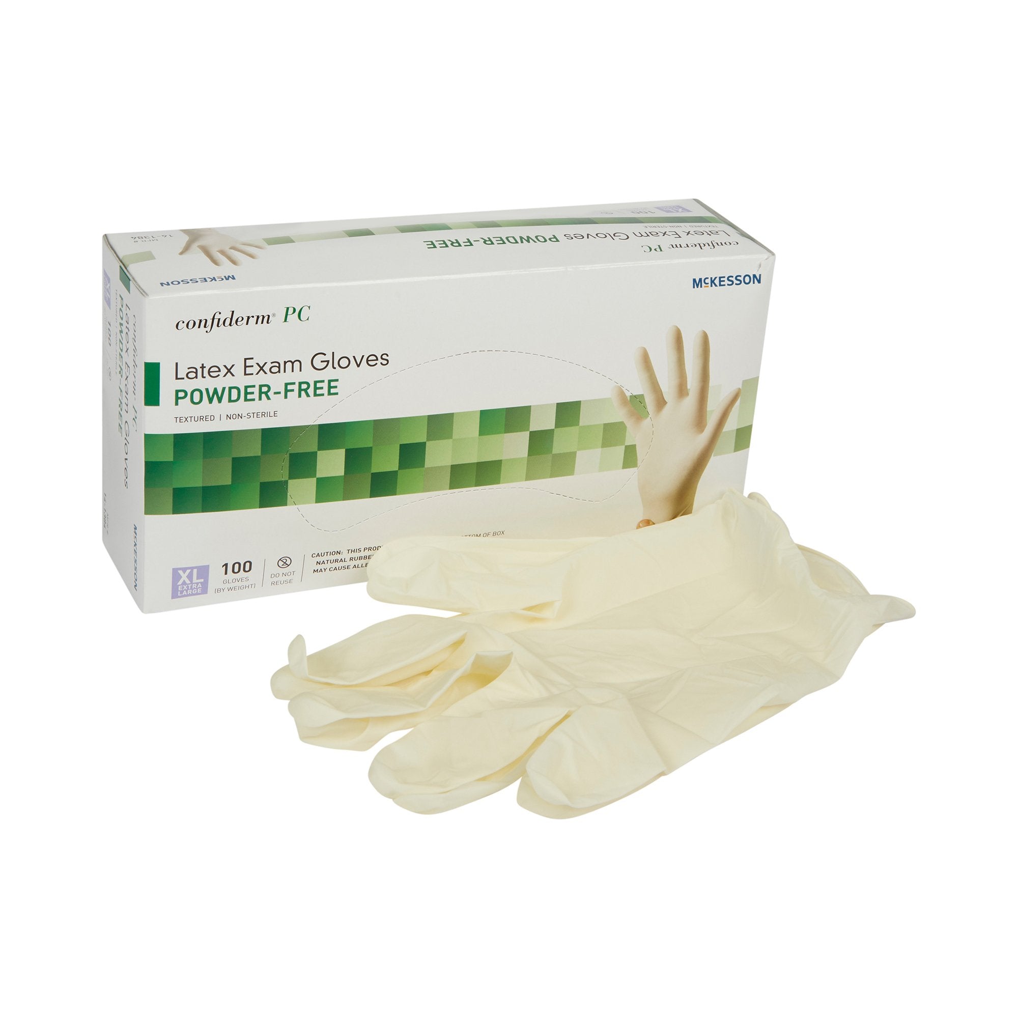 McKesson Brand - Exam Glove McKesson Confiderm® X-Large NonSterile Latex Standard Cuff Length Fully Textured Ivory Not Rated [100/BX]