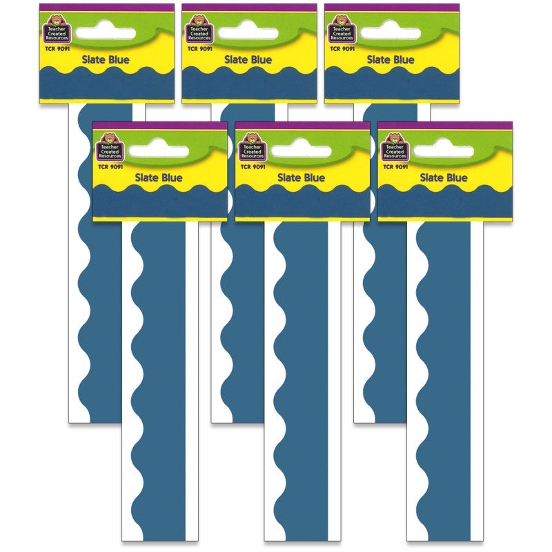 TEACHER CREATED RESOURCES - Slate Blue Scalloped Border Trim, 35 Feet, 6 Packs