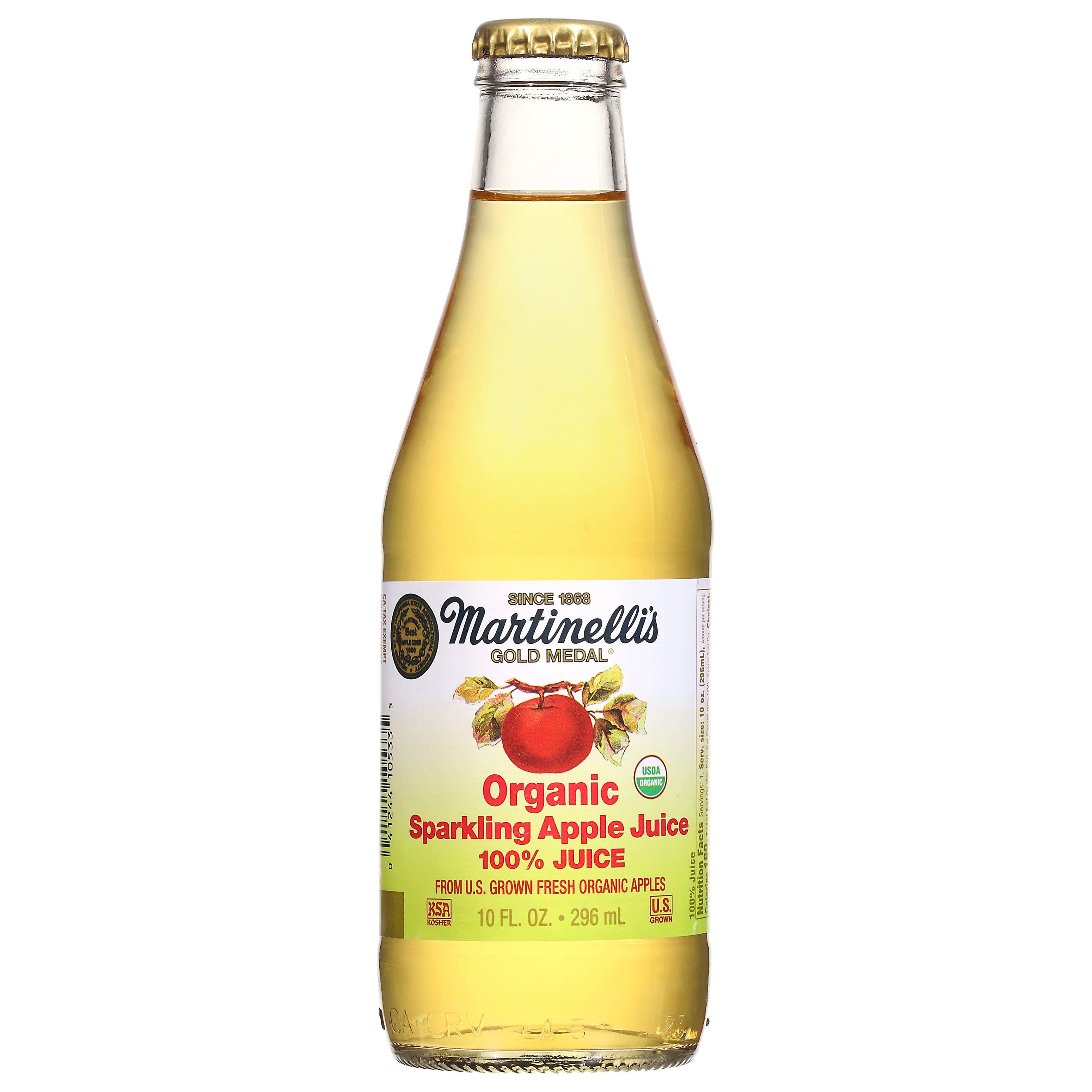 Martinelli's Gold Medal Organic Sparkling Apple 100% Juice 10 fl oz - Case of 12