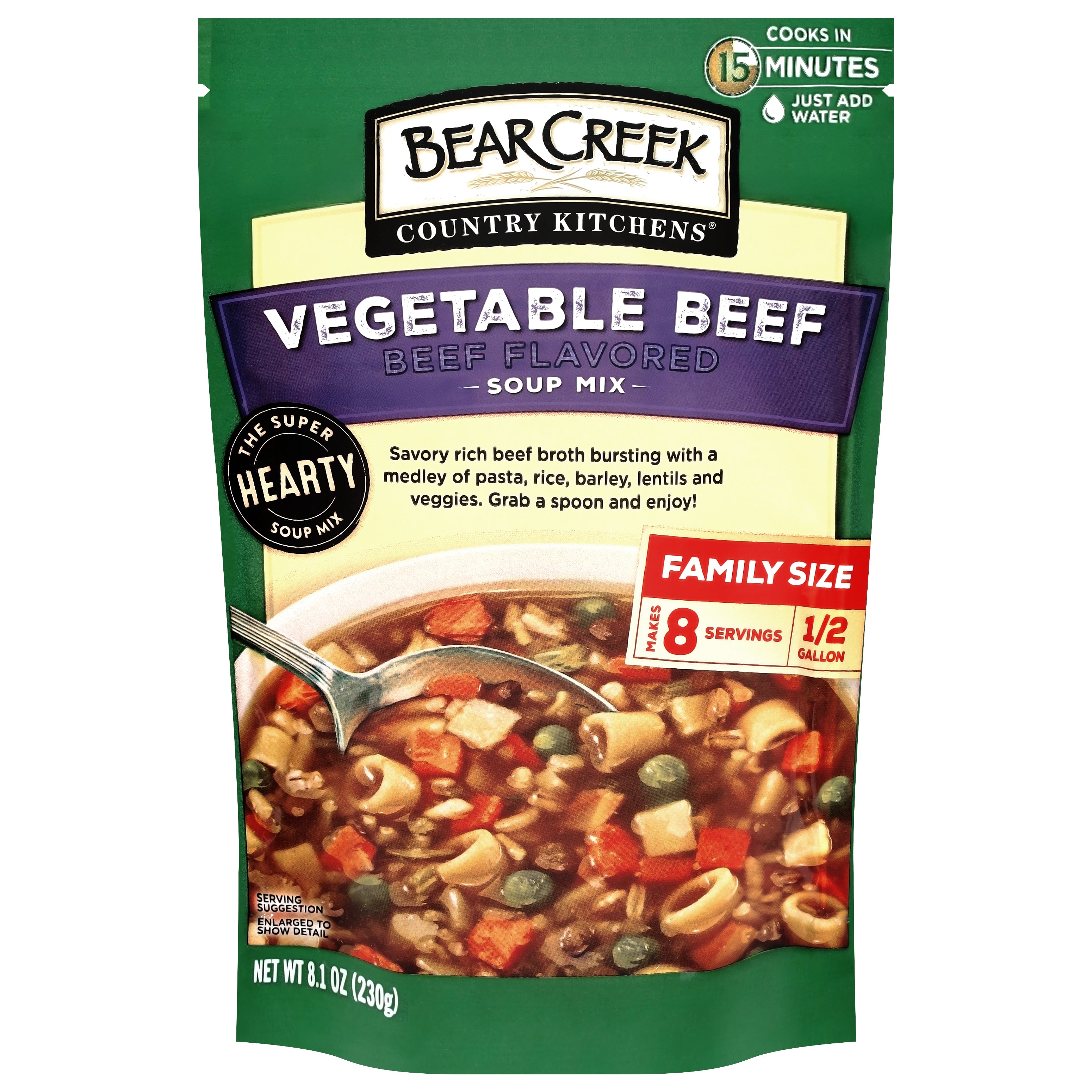 Bear Creek Country Kitchens Vegetable Beef Soup Mix, Beef Flavored, 8.1 oz - Case of 6