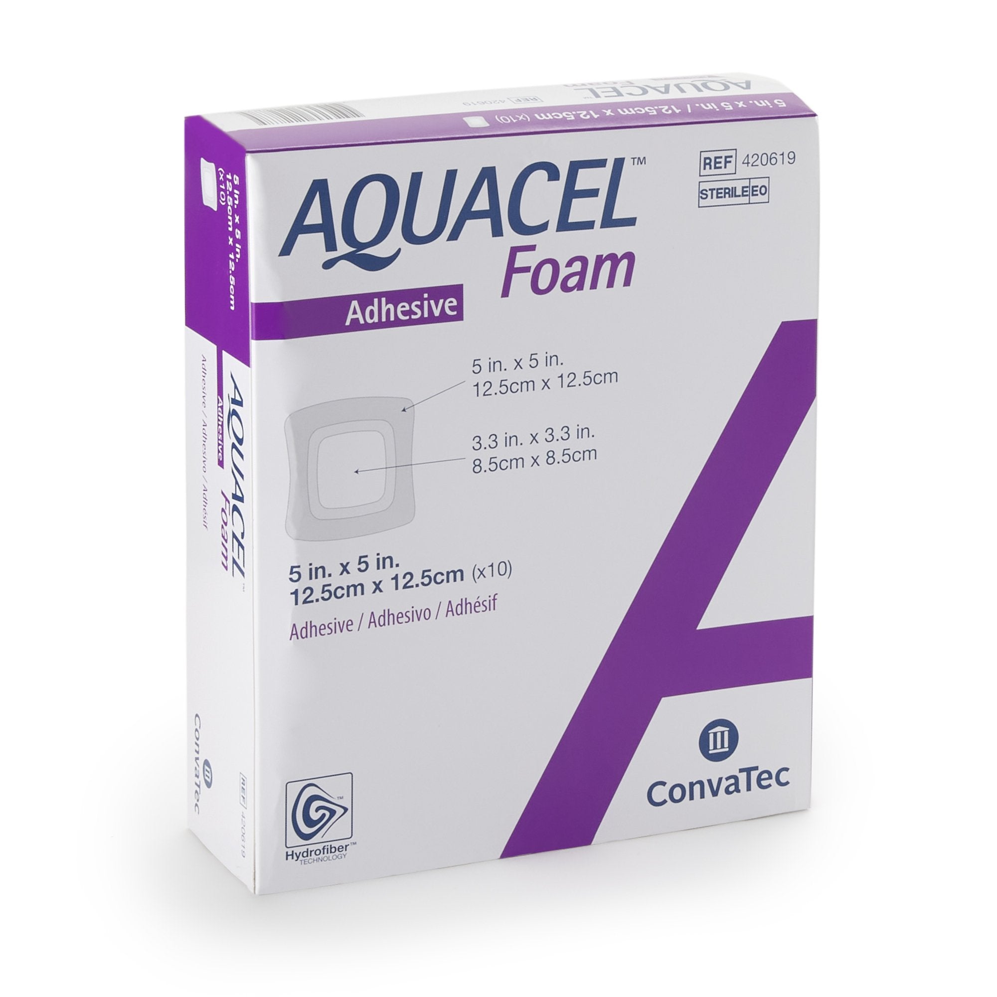ConvaTec - Foam Dressing Aquacel® 5 X 5 Inch With Border Waterproof Film Backing Silicone Adhesive Square Sterile [10/BX]