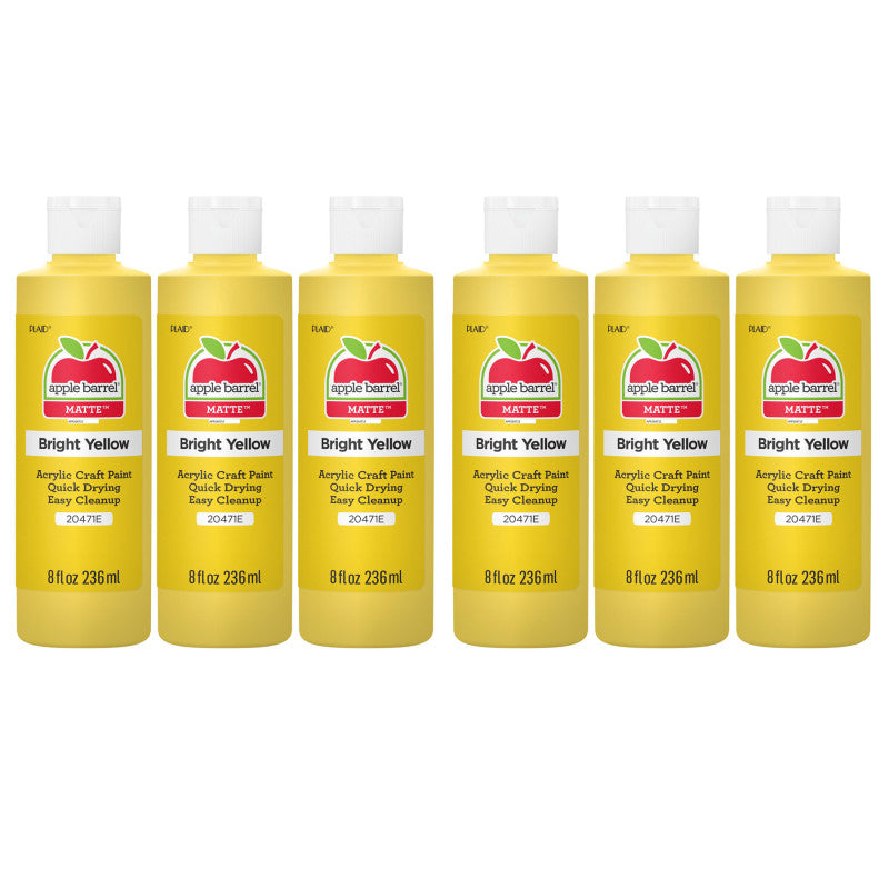 Acrylic Paint Matte, 8oz., Bright Yellow, Pack of 6