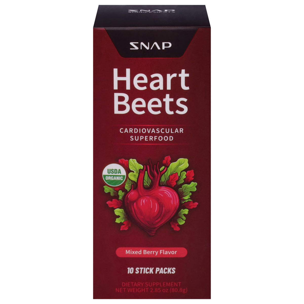 Snap Heart Beets Mixed Berry Flavor Cardiovascular Superfood 10 ea - Case of 1