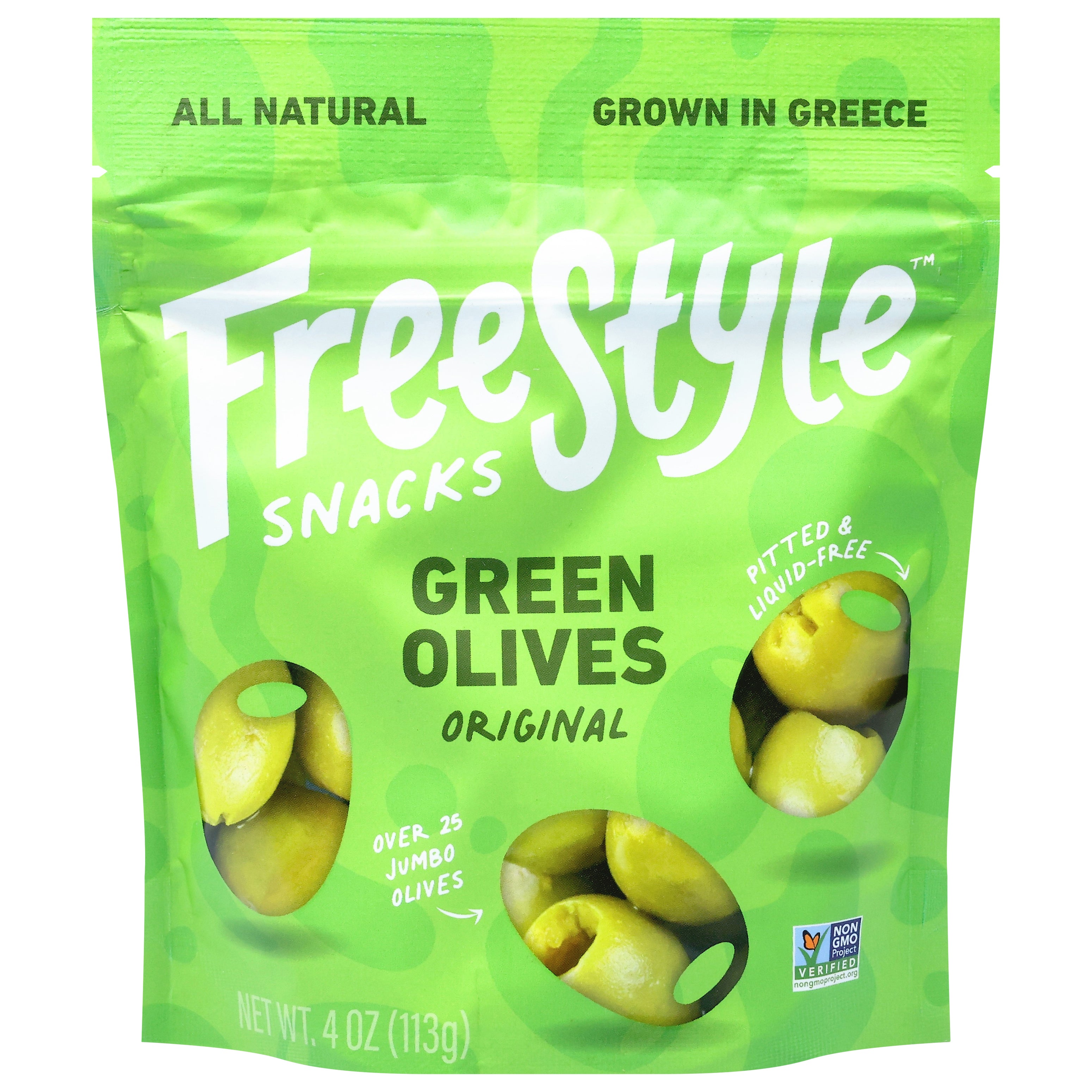 FreeStyle Snacks Original Green Olives 4 oz - Case of 6