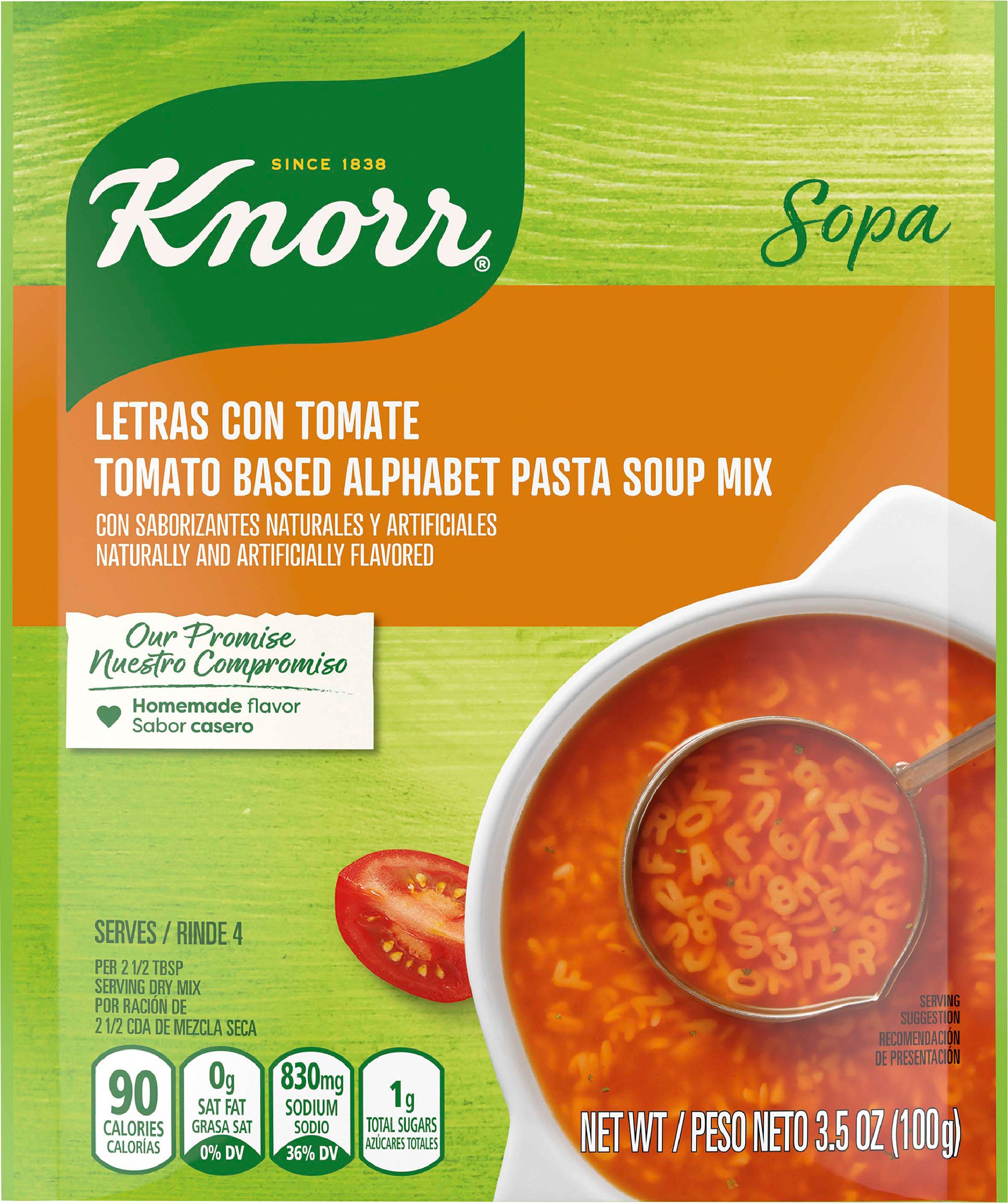 Knorr Tomato Base Alphabet Pasta Soup Mix 3.5 oz - Case of 12