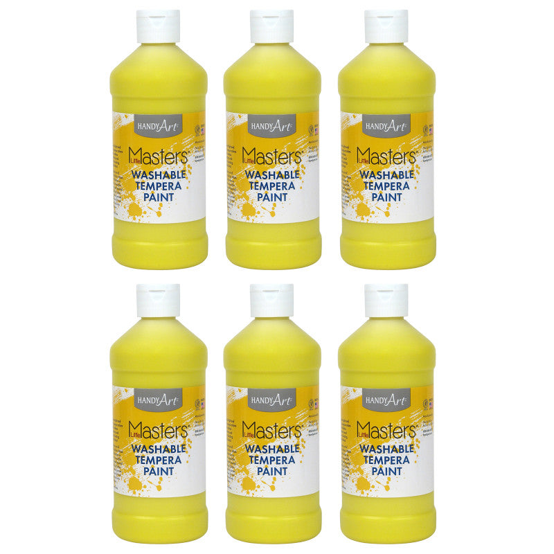 HANDY ART - Little Masters® Washable Tempera Paint, Yellow, 16 oz., Pack of 6