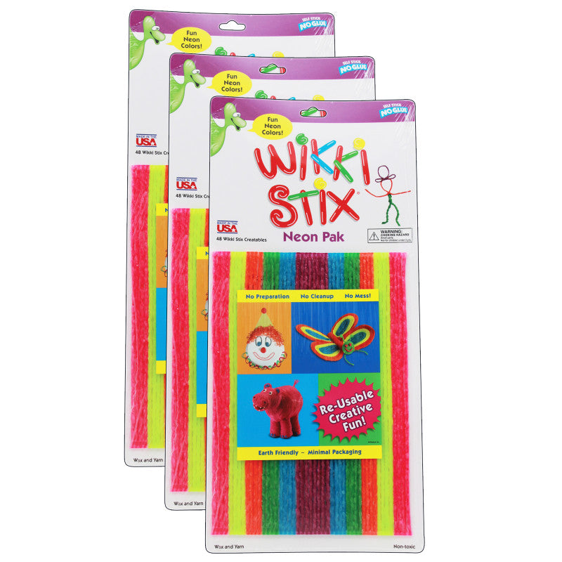WIKKI STIX - Wikki Stix®, Neon Colors, 8", 48 Per Pack, 3 Packs