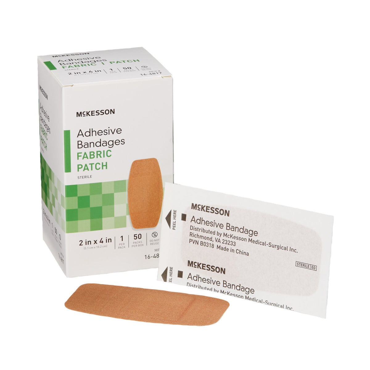 McKesson Brand - Adhesive Strip McKesson 2 X 4 Inch Fabric Rectangle Tan Sterile [1/BX]
