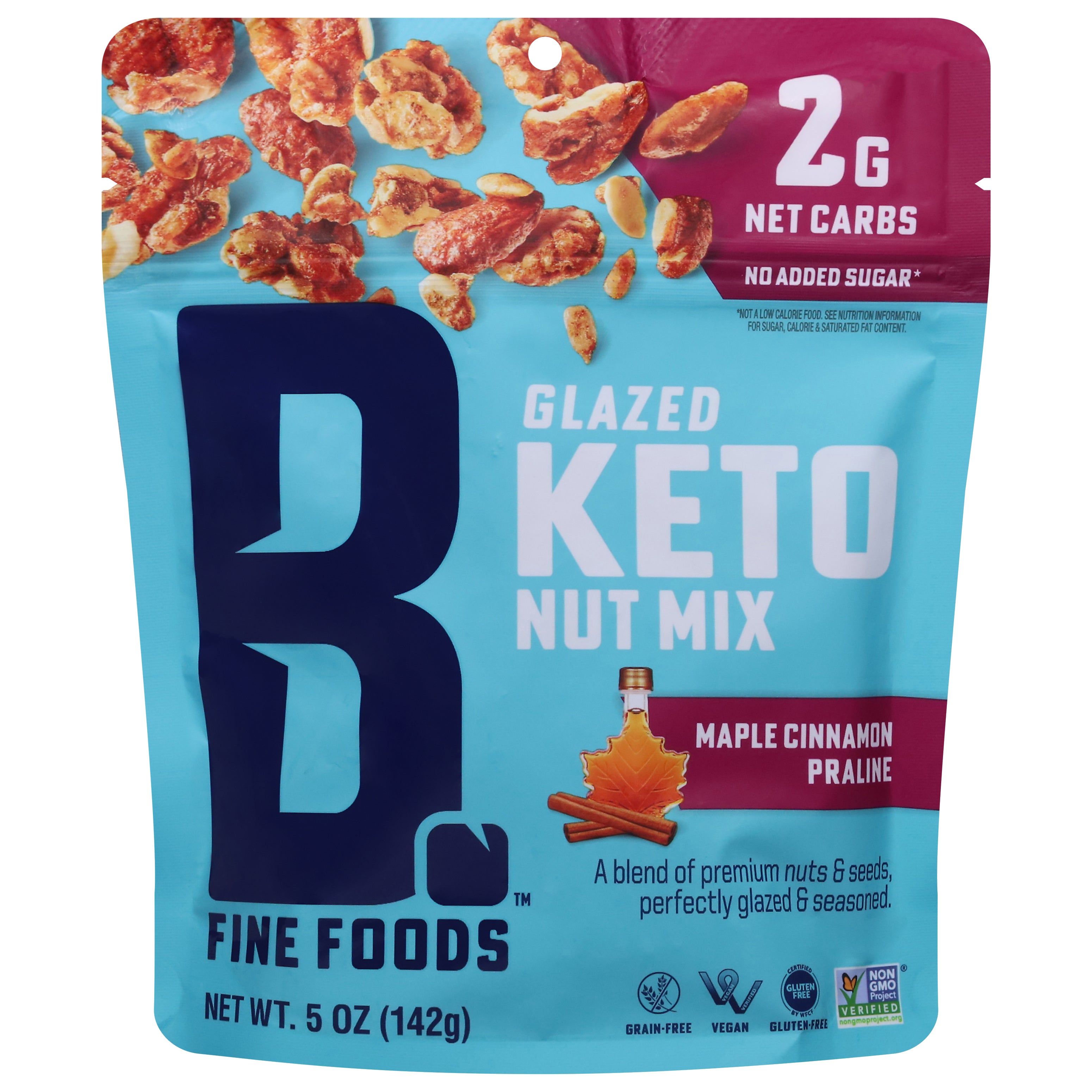 B. Fine Foods Keto Glazed Maple Cinnamon Praline Nut Mix 5 oz - Case of 6