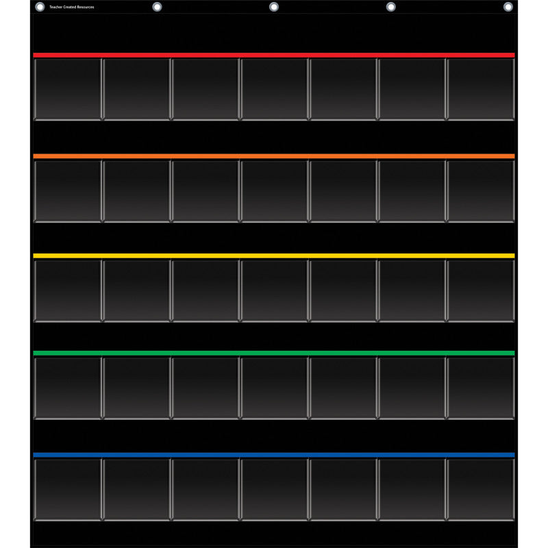 TEACHER CREATED RESOURCES - Black Storage Pocket Chart, 35 Pockets, 32.5" x 63.5"