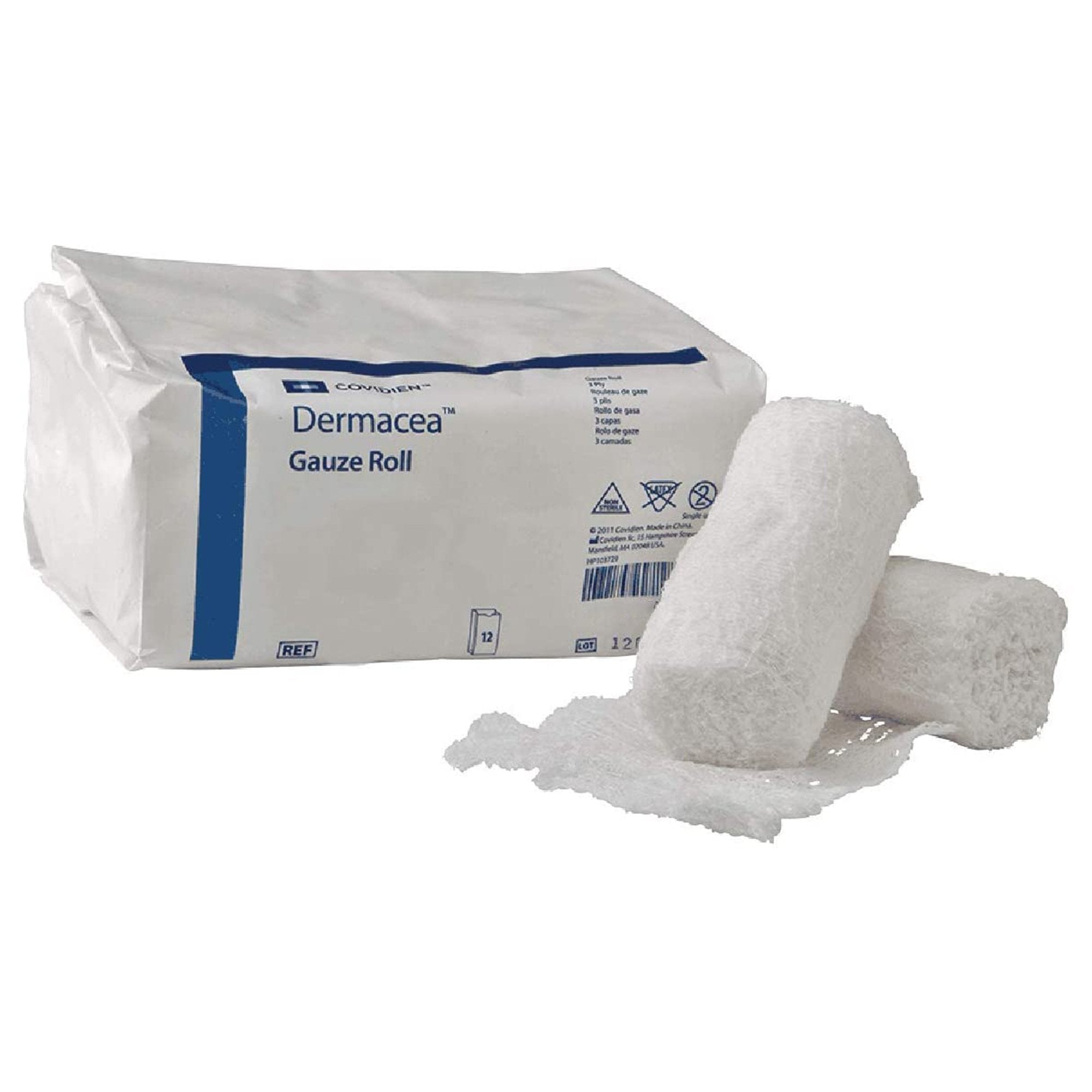 Cardinal - Fluff Bandage Roll Dermacea™ 4 Inch X 4-1/8 Yard 3-Ply NonSterile 96 per Pack [12/PK]
