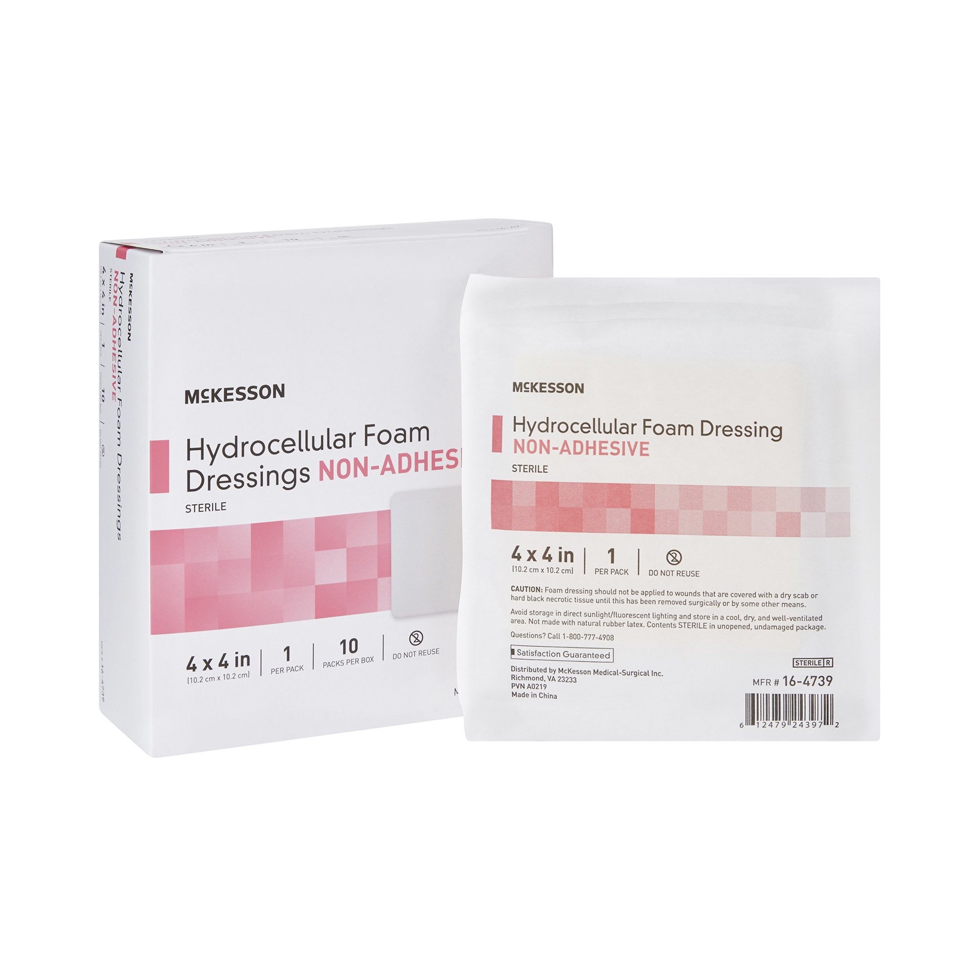 McKesson Brand - Foam Dressing McKesson 4 X 4 Inch Without Border Film Backing Nonadhesive Square Sterile [1/EA]