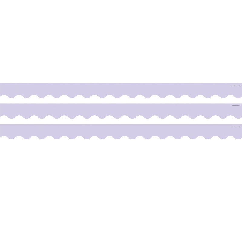 TEACHER CREATED RESOURCES - Lavender Scalloped Rolled Border Trim, 50 Feet, 3 Rolls
