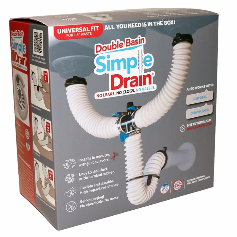 SIMPLE DRAIN - Simple Drain 1-1/2 in. D Textured Brass/Rubber Double Sink Drain Kit