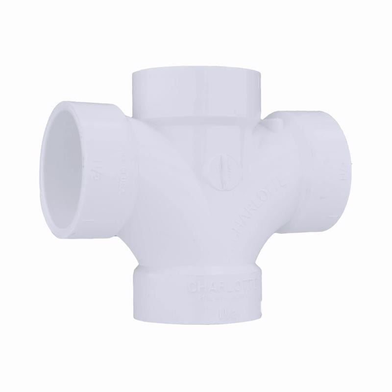 CHARLOTTE PIPE - Charlotte Pipe Schedule 40 1-1/2 in. Hub X 1-1/2 in. D Hub PVC Double Sanitary Tee 1 pk
