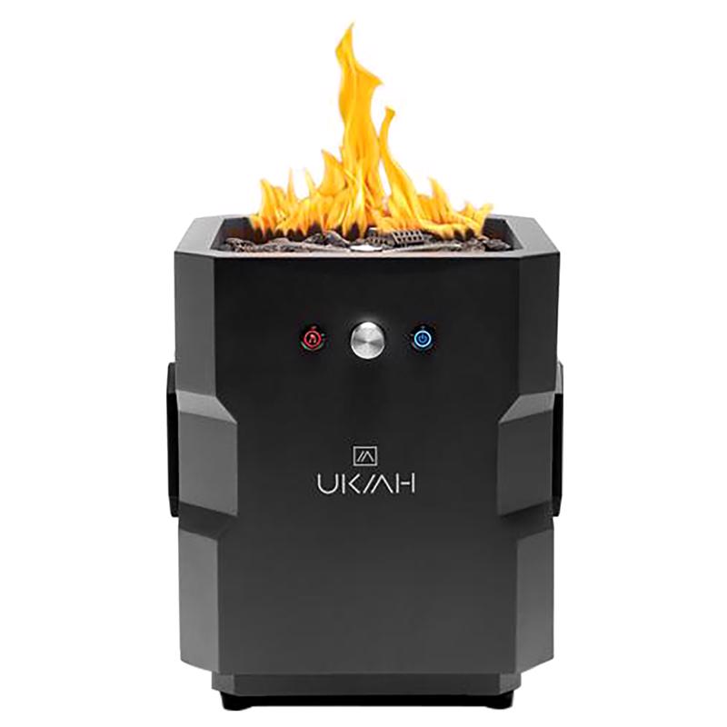 UKIAH - Ukiah Tailgater II 15.25 in. W Steel Outdoor Square Propane Fire Pit with Sound System