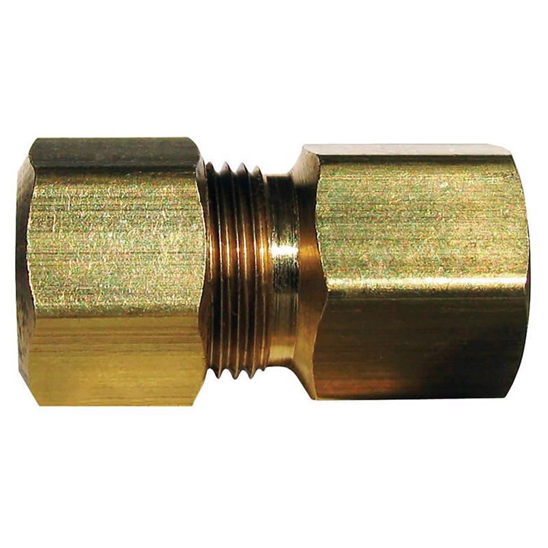 0 - 3/8 in. Compression X 1/4 in. D FPT Brass Coupling - Case of 5