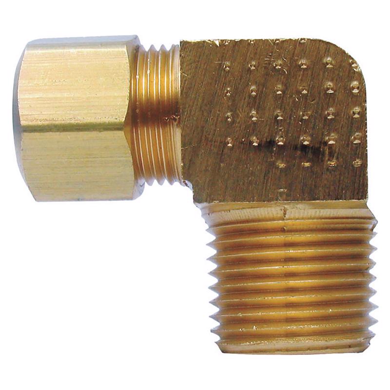 0 - 3/8 in. Compression X 1/4 in. D MPT Brass 90 Degree Elbow - Case of 5