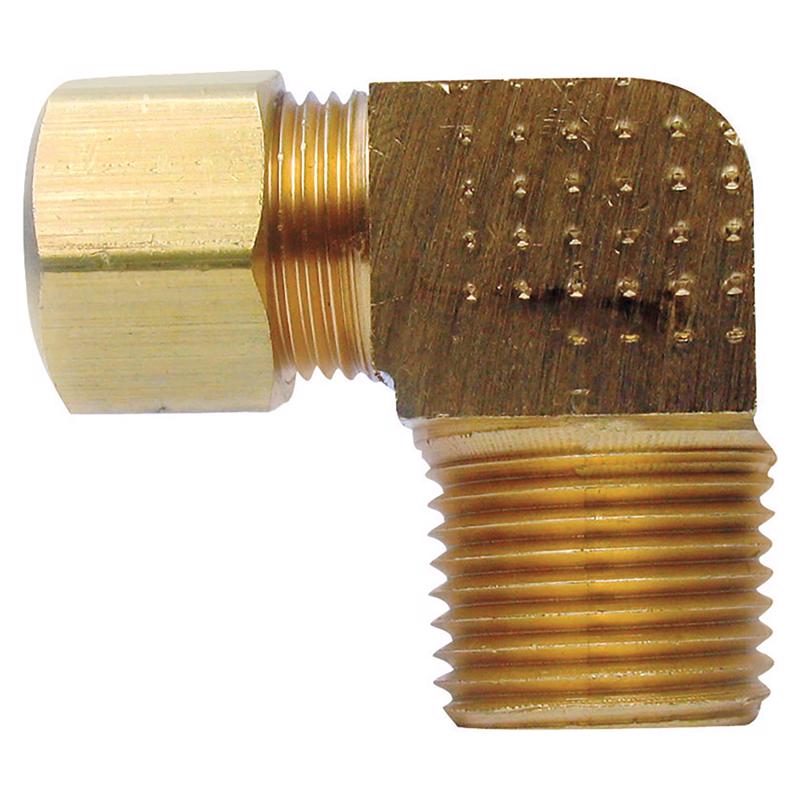 0 - 3/8 in. Compression X 1/2 in. D MPT Brass 90 Degree Elbow - Case of 5