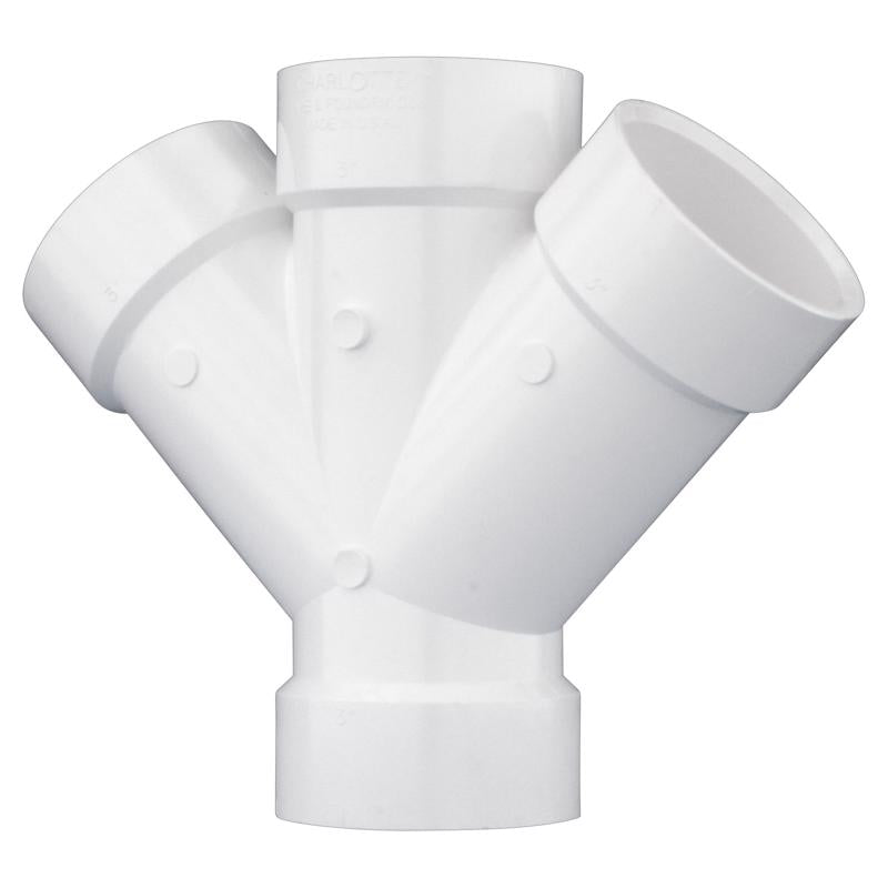 CHARLOTTE PIPE - Charlotte Pipe Schedule 40 3 in. Hub X 3 in. D Hub PVC Double Wye 1 pk