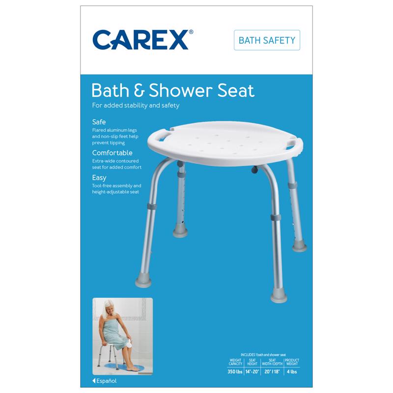 CAREX HEALTH BRANDS - Carex Health Brands Blue/White Bath/Shower Seat Aluminum 20.5 in. H X 20 in. L