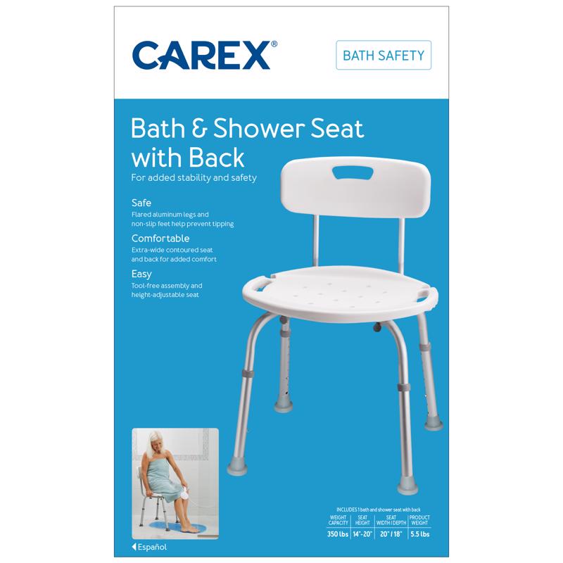CAREX HEALTH BRANDS - Carex Health Brands White Bath/Shower Seat Aluminum 20.5 in. H X 20 in. L