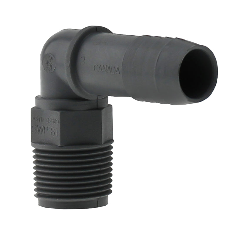 BOSHART INDUSTRIES - Boshart Industries 3/4 in. Insert in. X 3/4 in. D MPT Polypropylene 90 Degree Elbow 1 pk