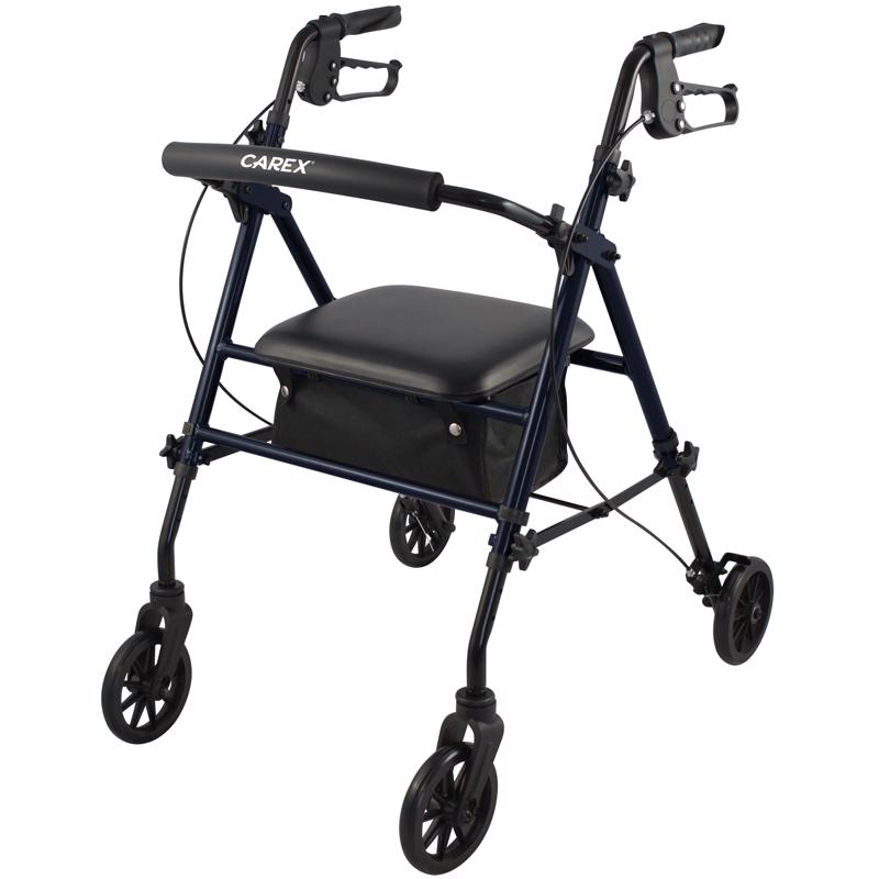COMPASS HEALTH BRANDS - Carex Step N' Rest Blue Rolling Walker Aluminum/Plastic 39 in. H X 22.5 in. L