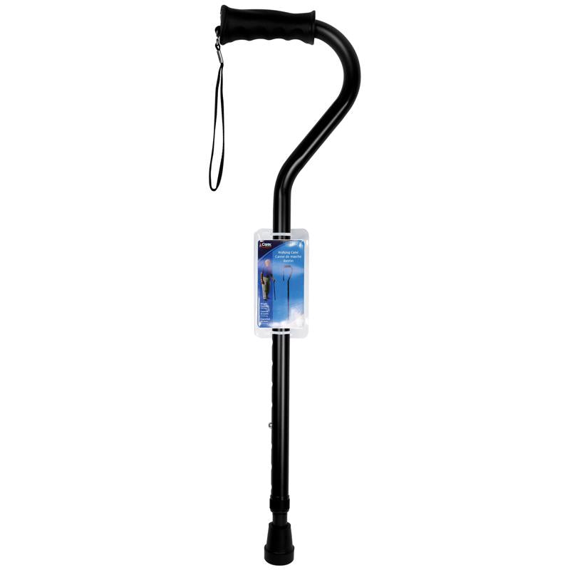 CAREX HEALTH BRANDS - Carex Black Offset Walking Cane w/Strap Aluminum/Plastic 39.5 in. H X 6.8 in. L