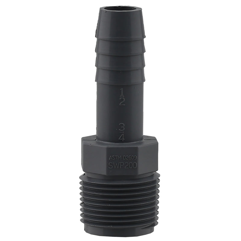 BOSHART INDUSTRIES - Boshart Industries 3/4 in. MPT in. X 1/2 in. D Insert Polypropylene Reducing Male Adapter 1 pk