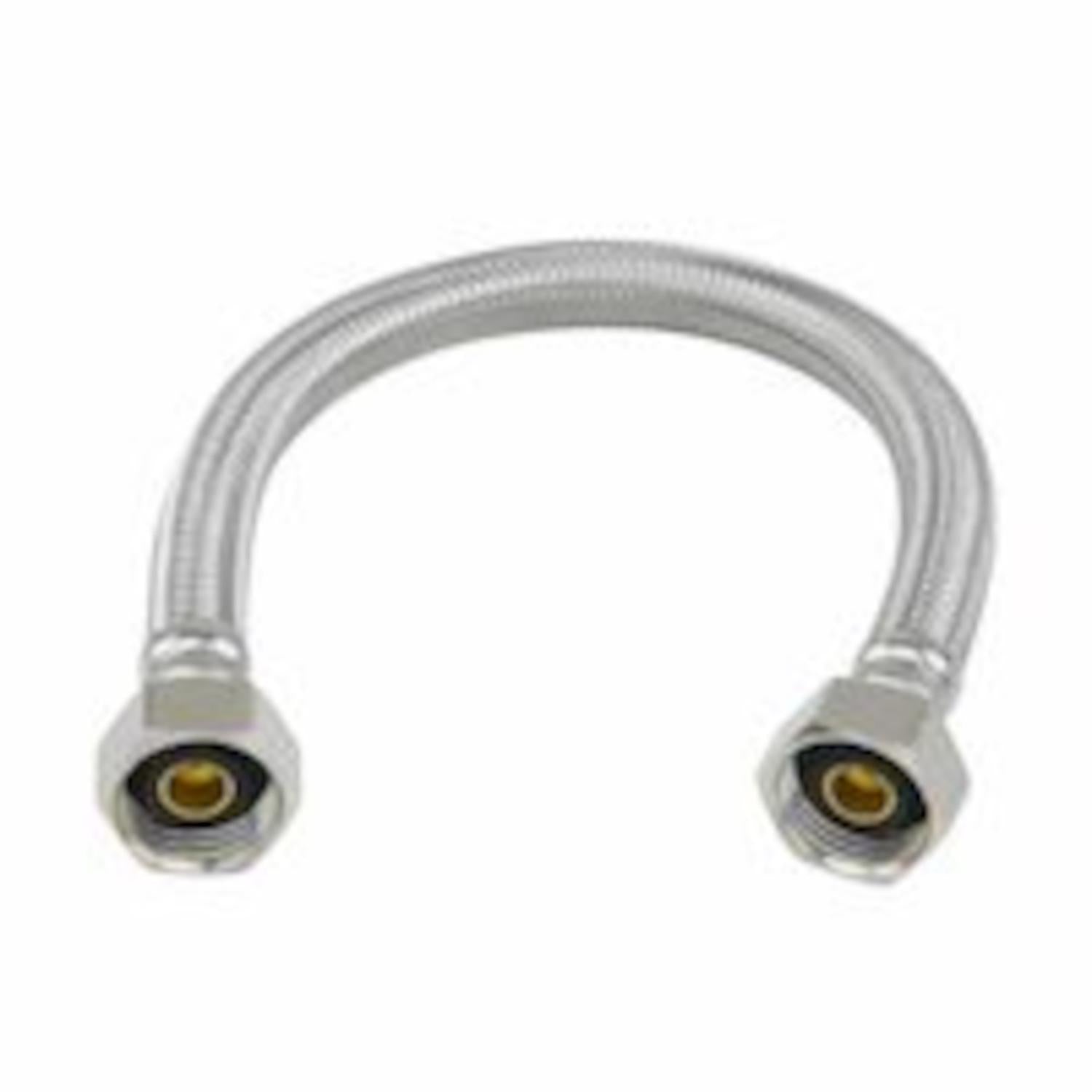 BrassCraft Plumbshop 1/2 in. FIP pc X 1/2 in. D FIP 12 in. Braided Stainless Steel Faucet Supply Lin