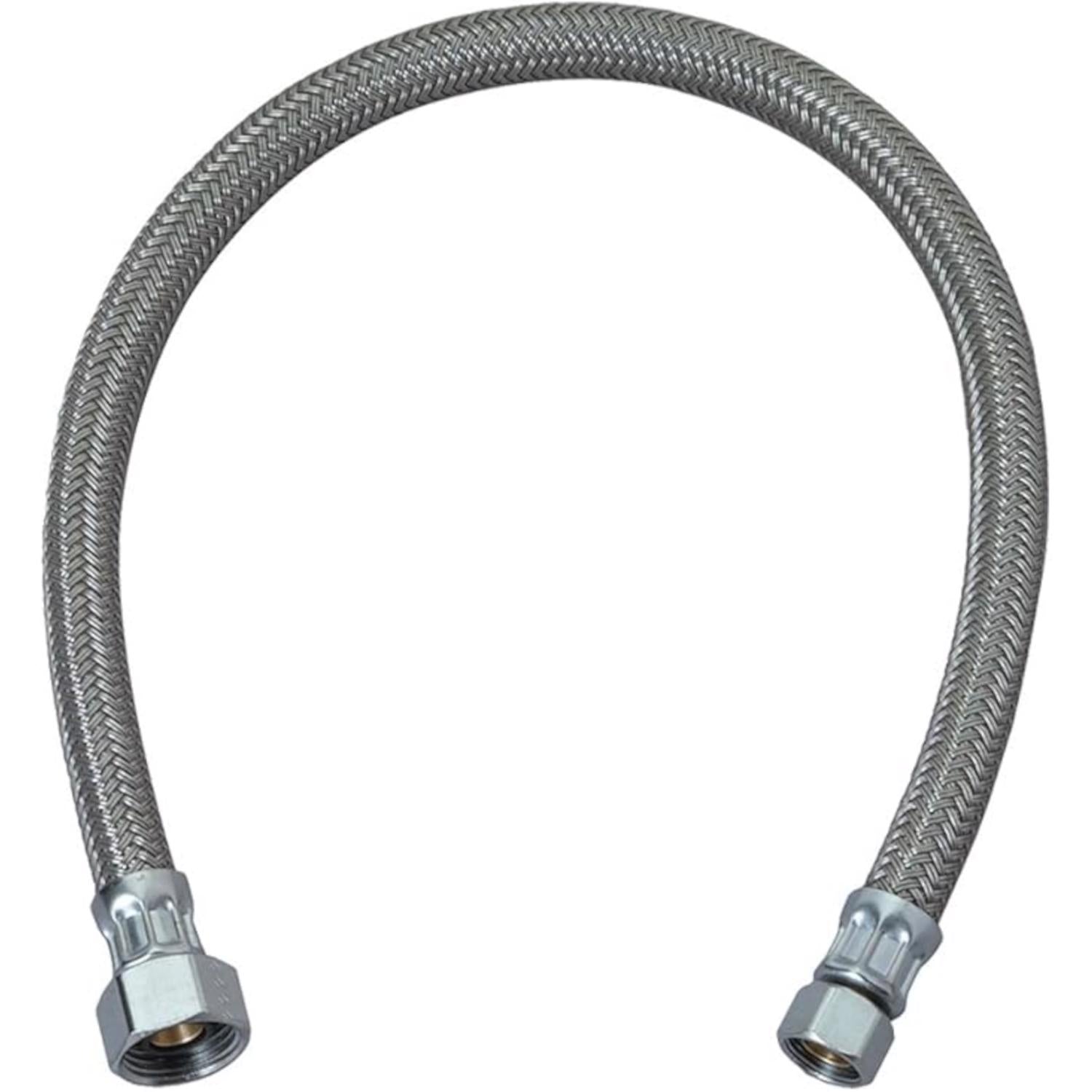 BrassCraft Plumbshop 1/2 in. FIP pc X 3/8 in. D Compression 20 in. Braided Stainless Steel Faucet Su