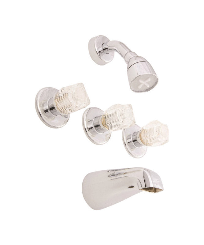 AMERICAN BRASS - American Brass 3-Handle Brass Tub and Shower Faucet